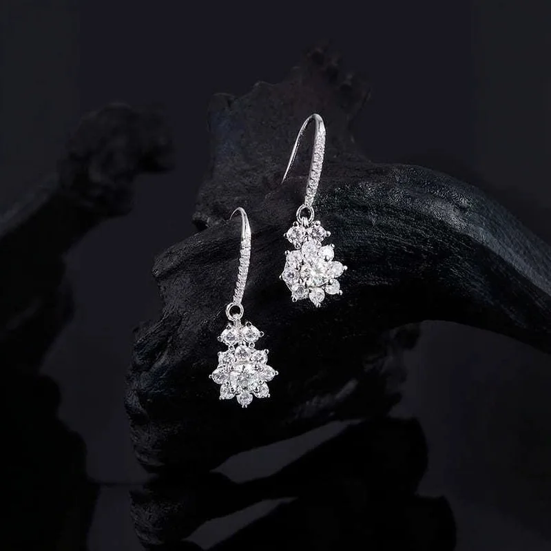 

925 sterling silver earrings jewelry sunflower moissanite ear hooks earrings simple floral earrings