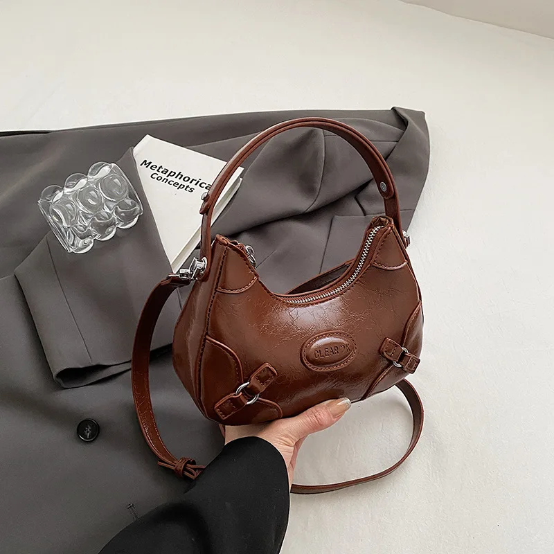 Classic Wine Black  Bridal Handbags 2024 Spring Summer PU Leather Zipper Crossbody Bag for Women Fashion Lady Shoulder Bag