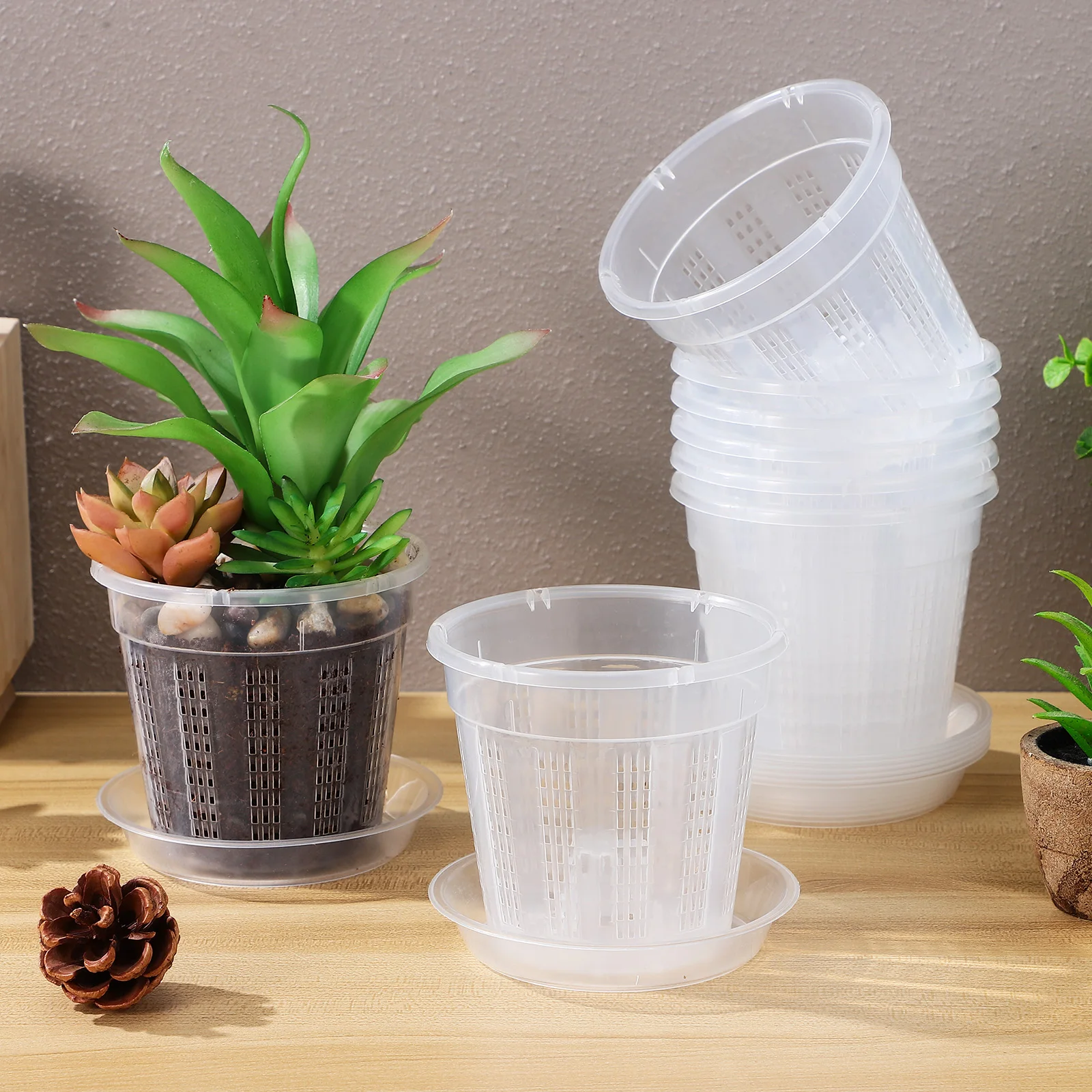 

8 Pcs Hollow Flower Pot Transparent Orchid Plants Nursery Clear Plastic Pots with Drainage Holes Breathable