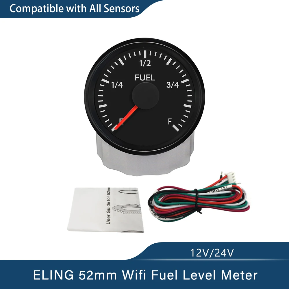 

ELING 52mm WiFi Electrical Fuel Level Meter Compatible with All Types and Ranges Ohm Signal Sensor DC 9-32V for Car Tractor