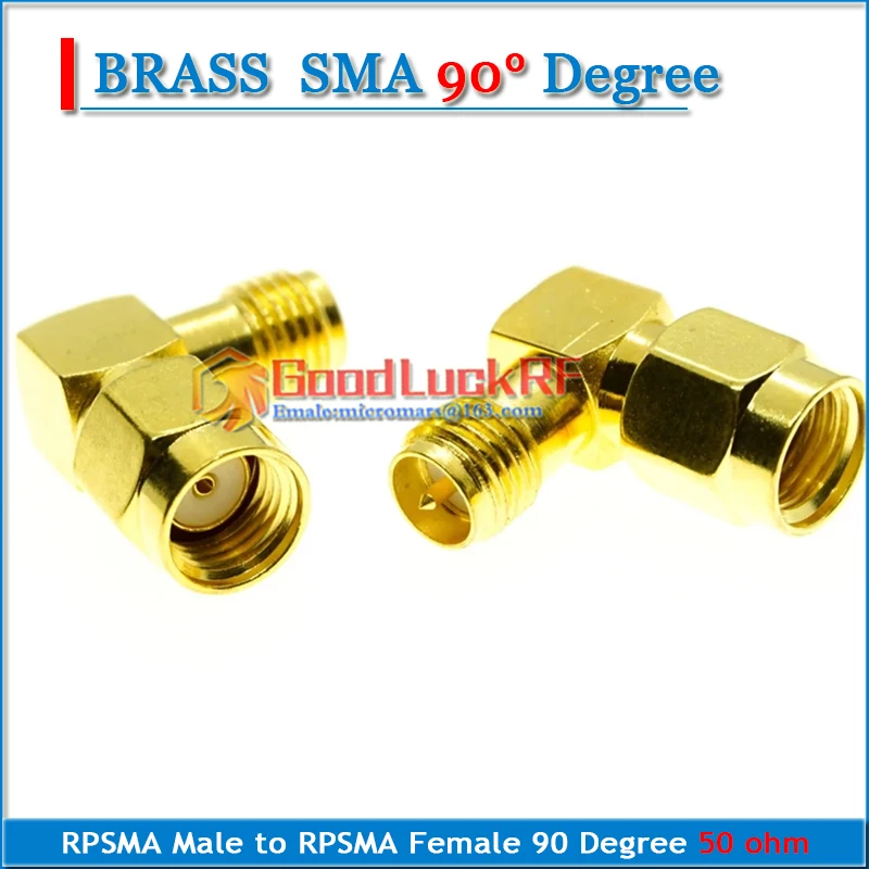 RP SMA RP-SMA RPSMA Male to RPSMA Female Plug Type L 90 Degree Right Angle Gold Plated Brass RF Connection Adapter