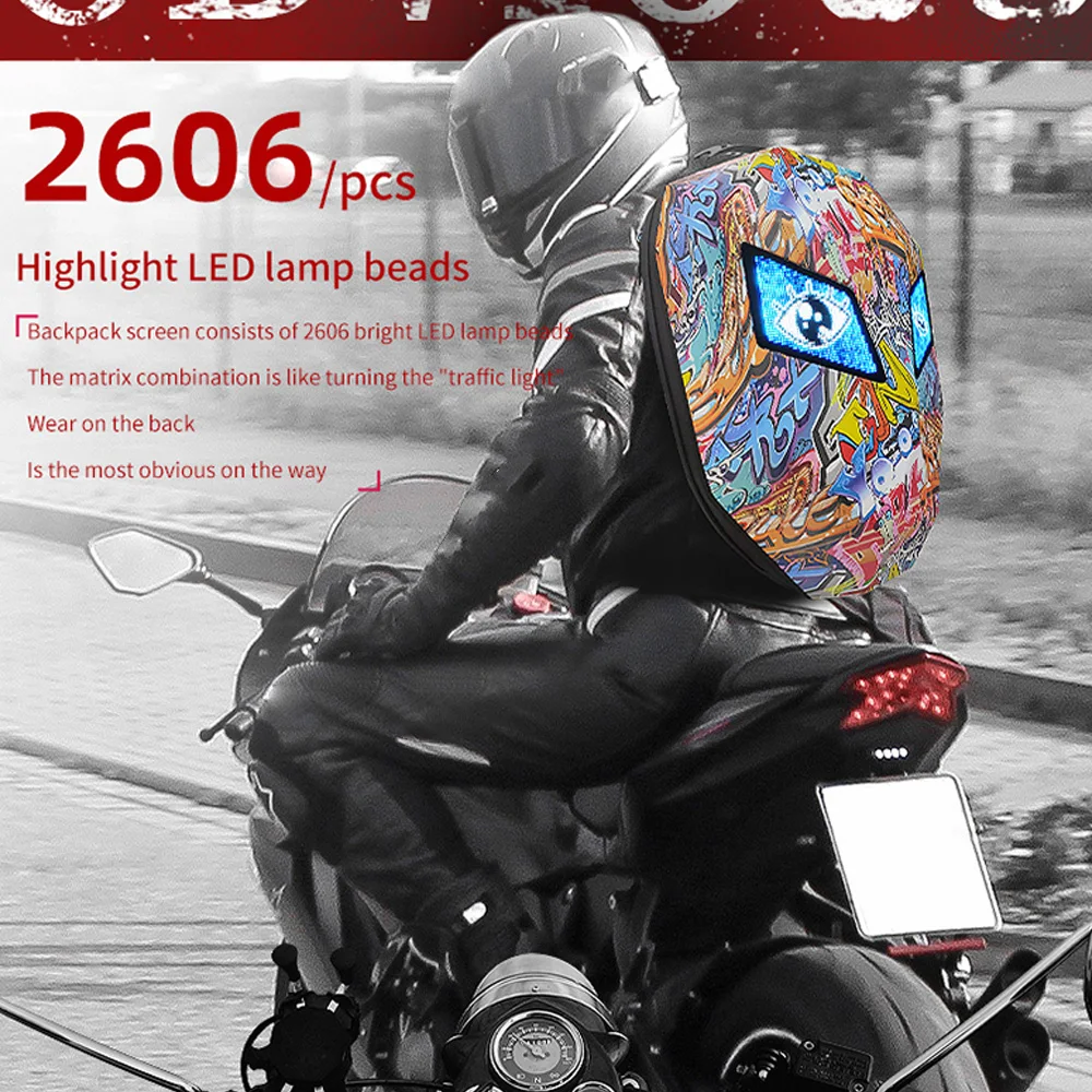 

LED Motorbike Backpack Laptop Bag Motorcycle Riding Backpack Hard Shell Travel Bag LED Motorbike Luggage Bag