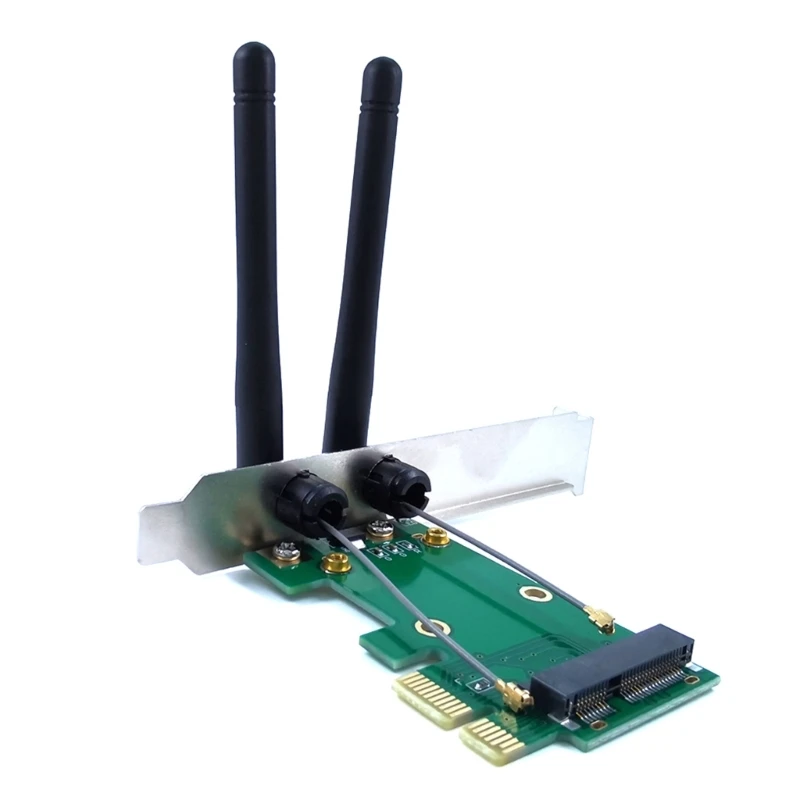 Scheda rete wifi wireless Mini PCIE per adattatore desktop PCIe + 2 antenne 601b