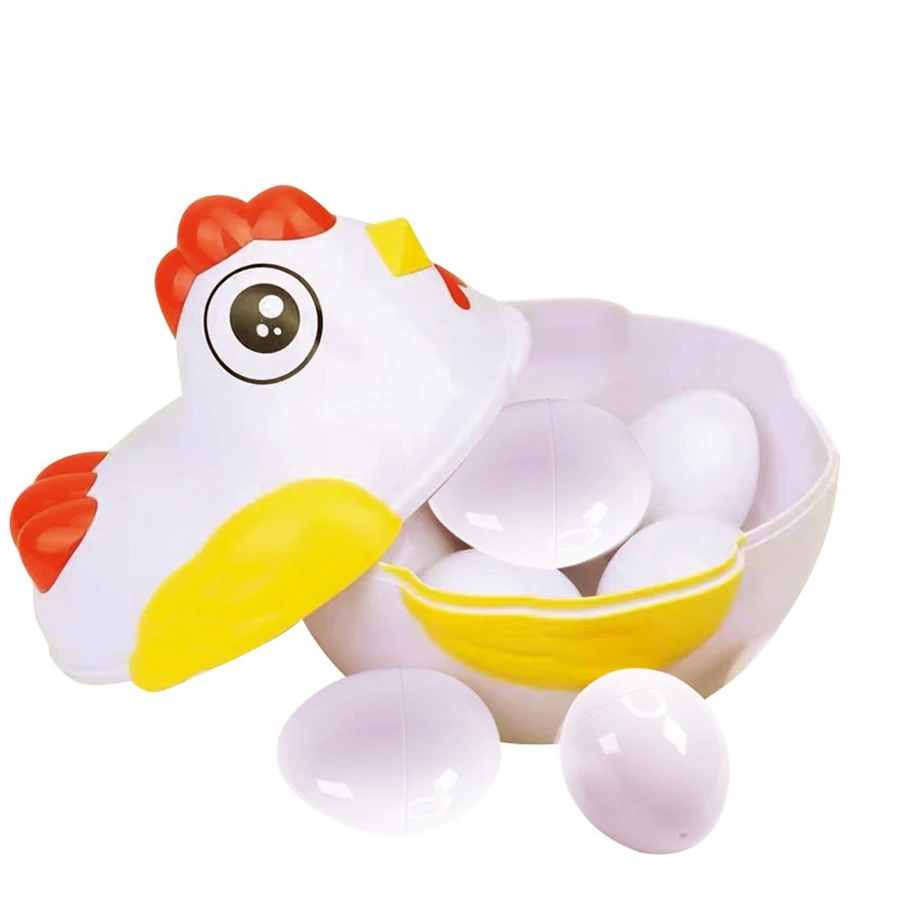 Игрушки в форме курицы, пасхальные яйца для малышей, сочетающиеся цвета игрушки в форме игры, сортировщик с 6 яйцами для малышей, детские развивающие игрушки Монтессори