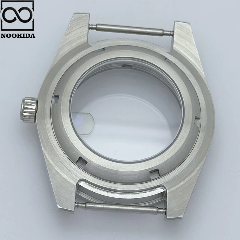 NOOKIDA 41mm Sapphire Glass Silver Case With Strap Screw-in Crown Fit 28.5-29mm Dial Fit NH35/NH36 Automatic Movement Waterproof