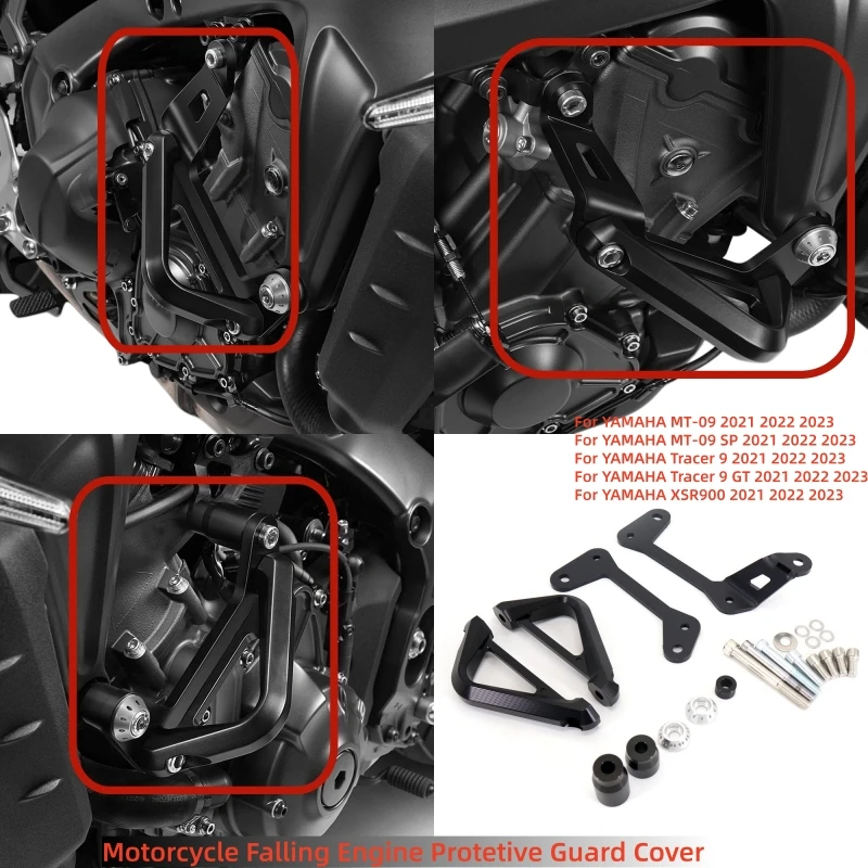 Motorcycle Falling Engine Protetive Guard Cover Crash Bar Frame Bumper For Yamaha MT 09 MT09 Tracer 9 GT 9GT XSR 900 2022 2023