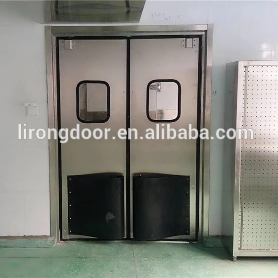 Kitchen commercial double swing stainless steel impact door