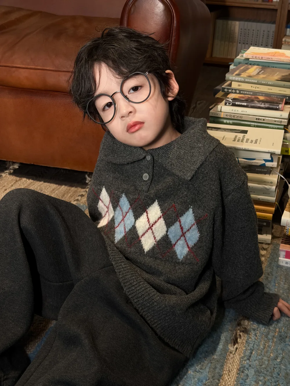 2026 Autumn New Children Sweater Cotton Girls Long Sleeve Knitted Tops Boys Fashion Casual Polo Collar Sweater Kids Clothes