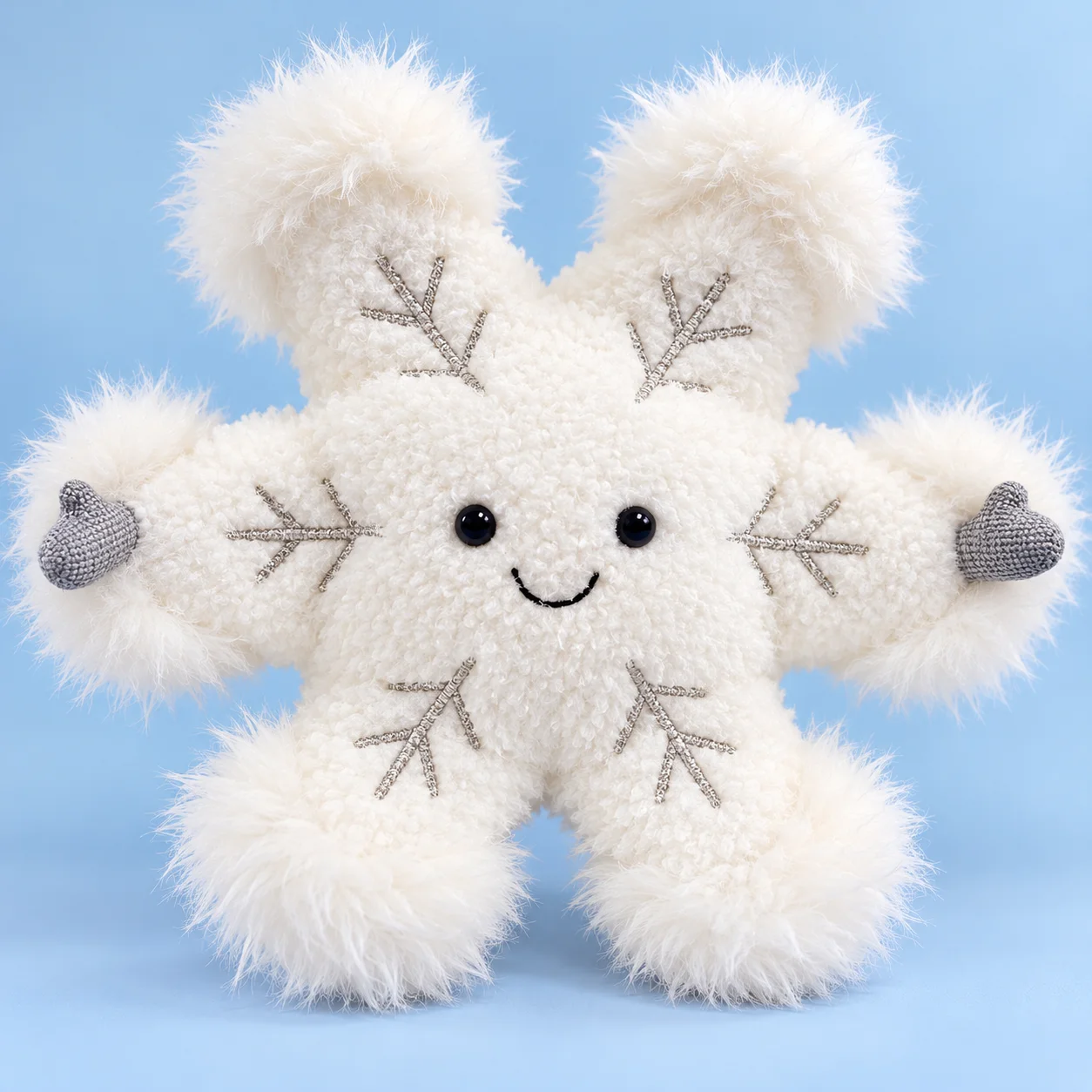 Plush Snowflake Keychain, Cute Fuzzy Bag Charm Pendant, Winter Gift Accessory
