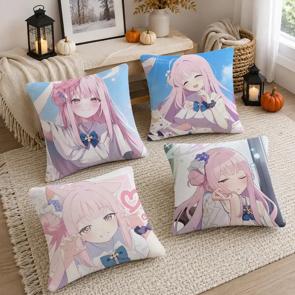 Game Character Misono Mika Cushion Cover Soft Fluffy Short Plush  Pillow Case Throw Decorative for Sofa Bedroom Home Decor