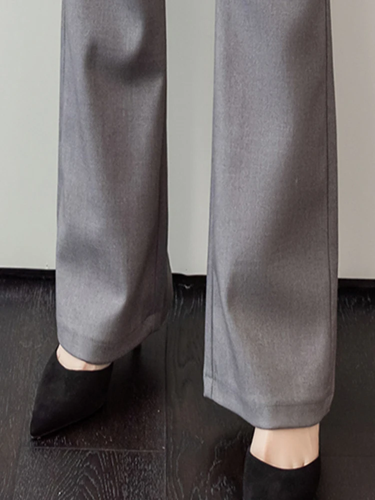 Fashion Business Suit Pants Women High Waist Elegant Korean Vintage Black Gray OL Flare Pants Female Simple Straight Trousers