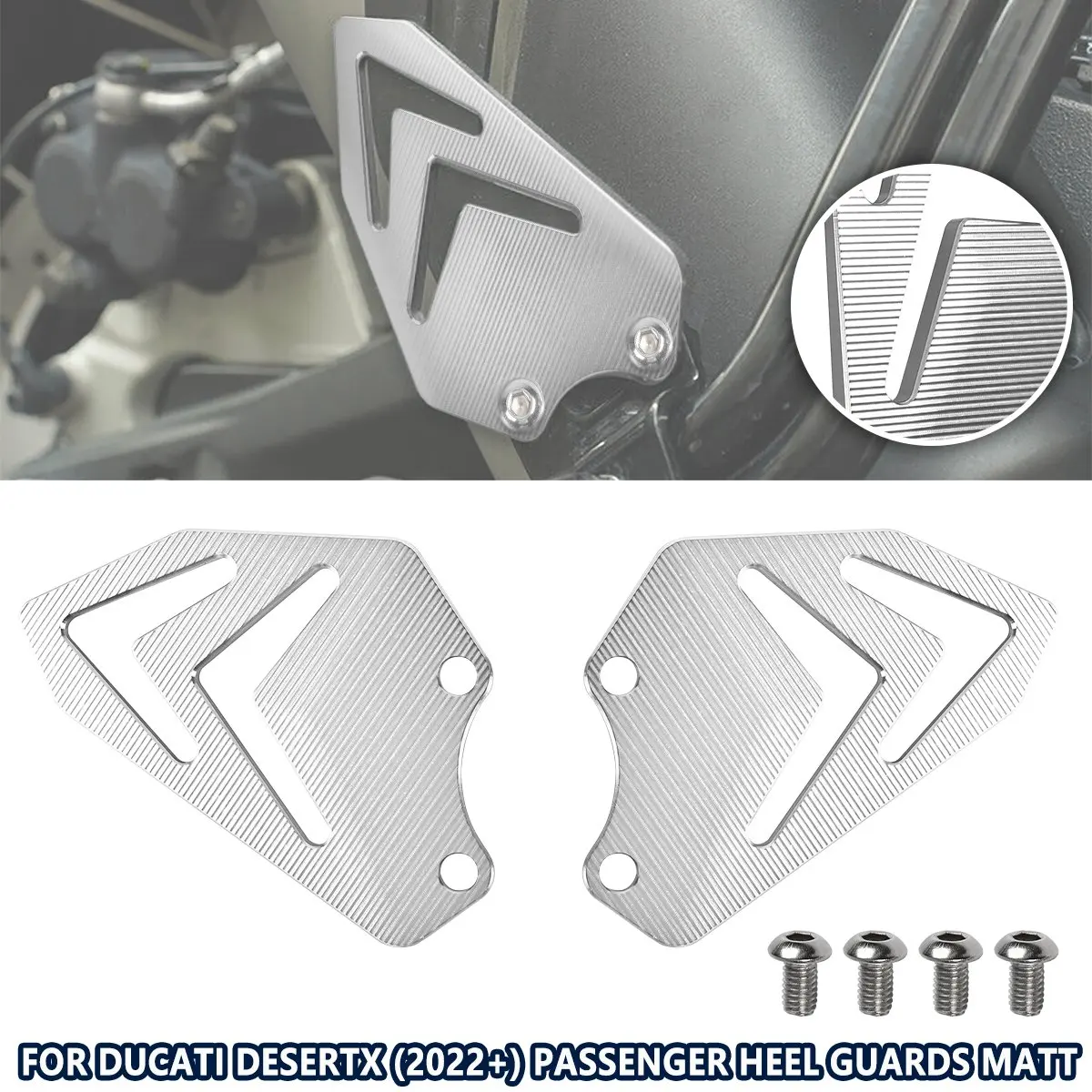 

Мотоцикл для Ducati DesertX 2022 + защита пятки пассажира, матовая защитная пластина для задней подставки для ног из алюминиевого сплава