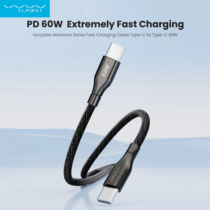 

VYVYLABS PD 60W Type-C to Type-C Cable For Huawei Xiaomi 5A Fast Charger For iphone 15 series Quick Charger Data Cable