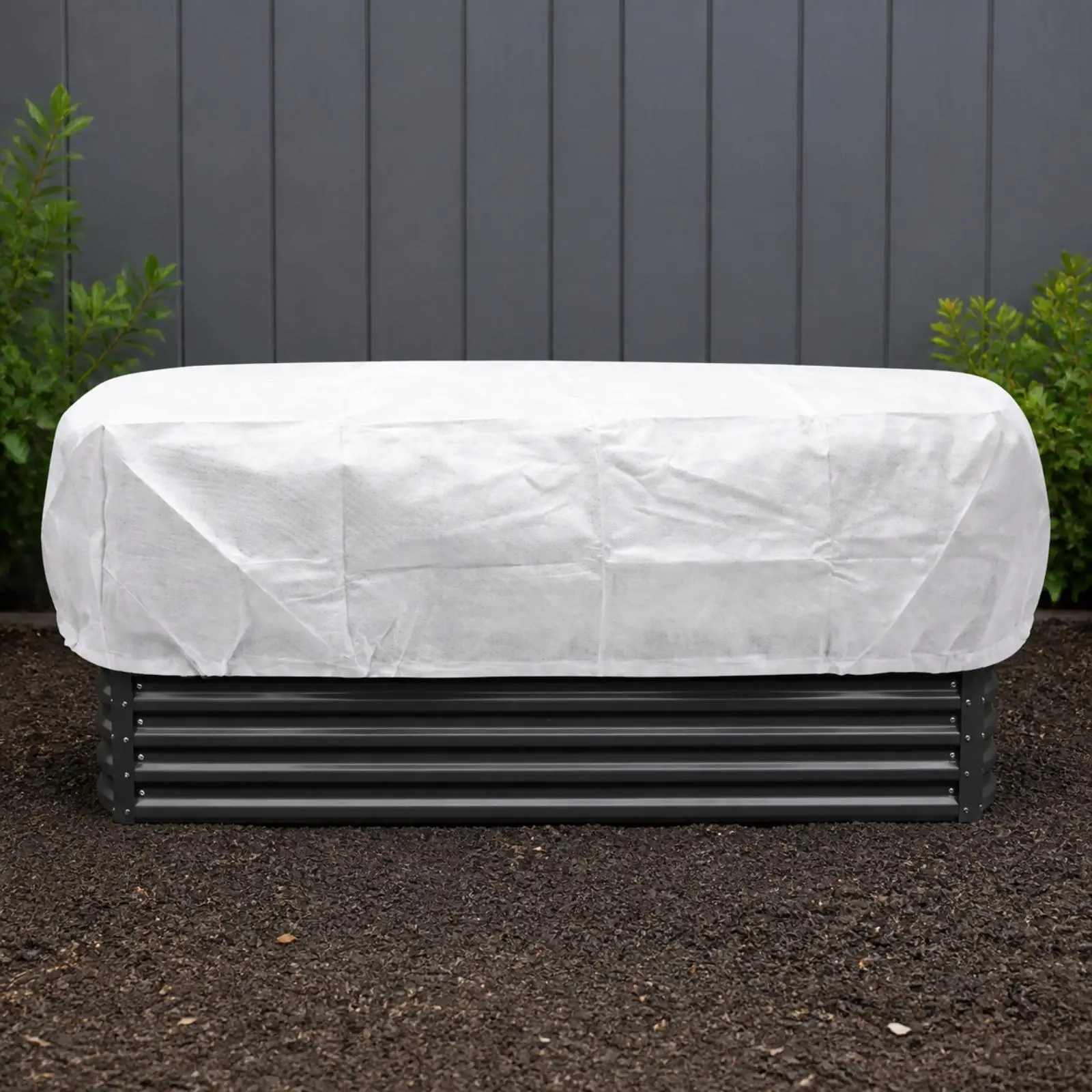 Winter Reflective Frost Cover for Raised Garden Beds Nonwoven Plant Insulator with Drawstring Toggle for Germicidal Light