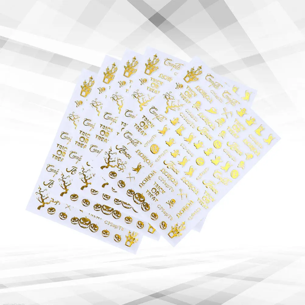 5pcs Skull Stickers Creative DIY Nail Art Fake Nails Sticker Removable Nail Wraps Patch Decals Manicure Party Accessories