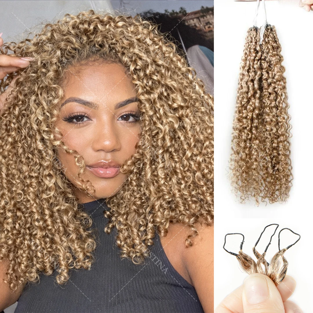 

Ombre Blonde Feather Human Hair Extension Knotless Pre-Separated Honey Blonde Small Spirals Curly Crochet Hair For Boho Braids