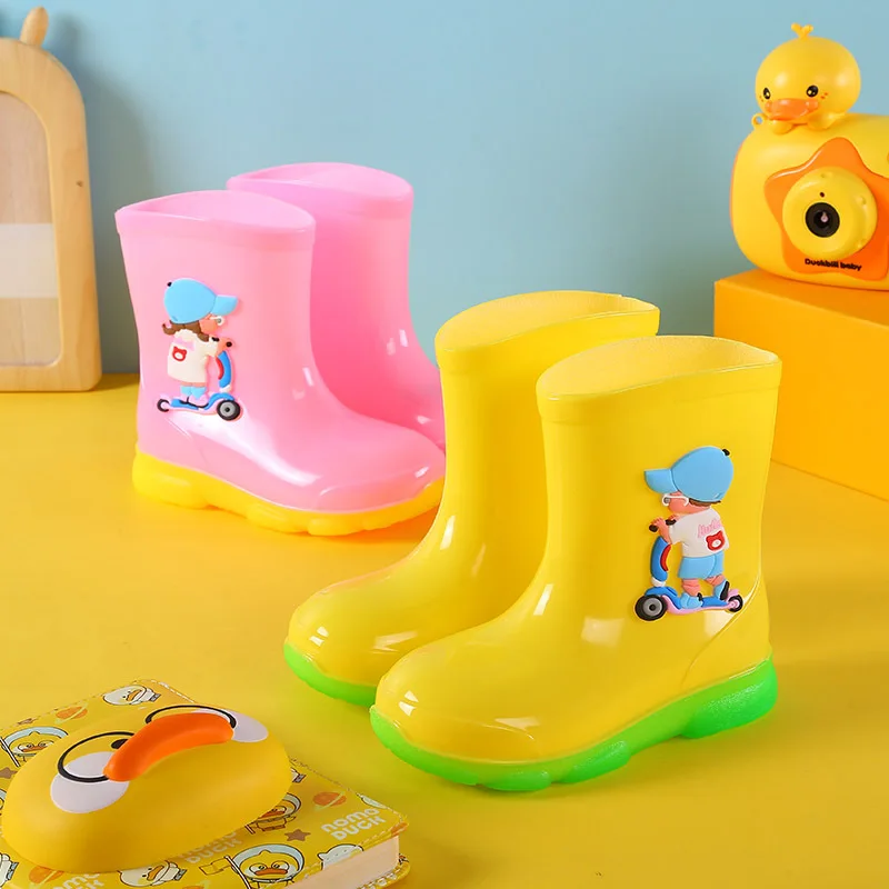 레인부츠 Cartoon Kid Rain Shoe Seasonal  Anti Slip Boy Water Boot Cute Girl Rubber Boot Rain Boots Girl Boot Kid Shoes Bota Infantil