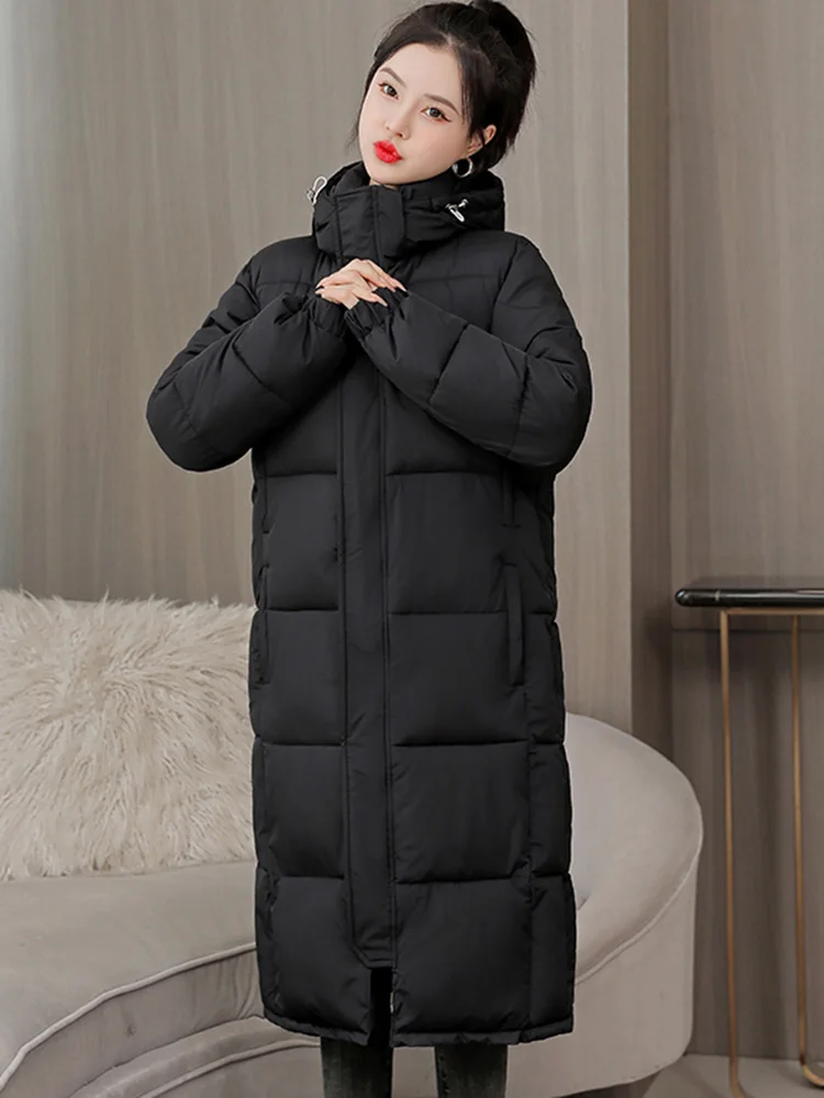 Parkas largas con capucha para mujer, chaquetas informales gruesas y súper cálidas, prendas de vestir de invierno, chaqueta holgada, novedad de 2023