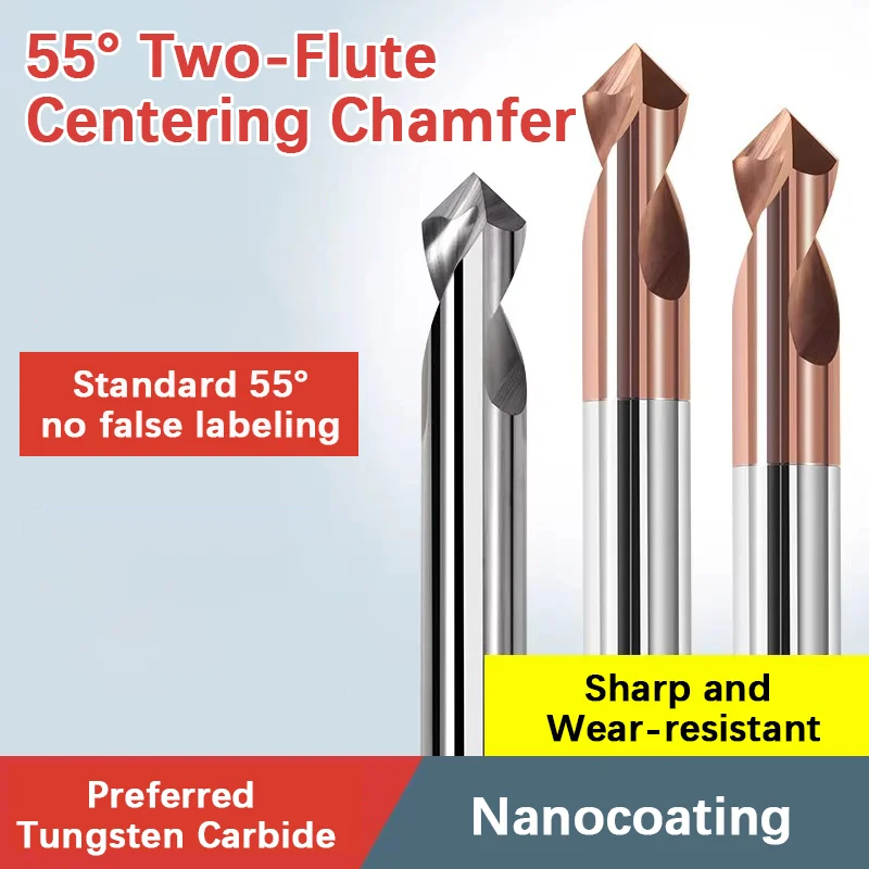 

1pcs 55° Tungsten Carbide Center Drill, 90° Extended Spotting & Positioning Drill, Long Chamfer Carbide Drill for Aluminum