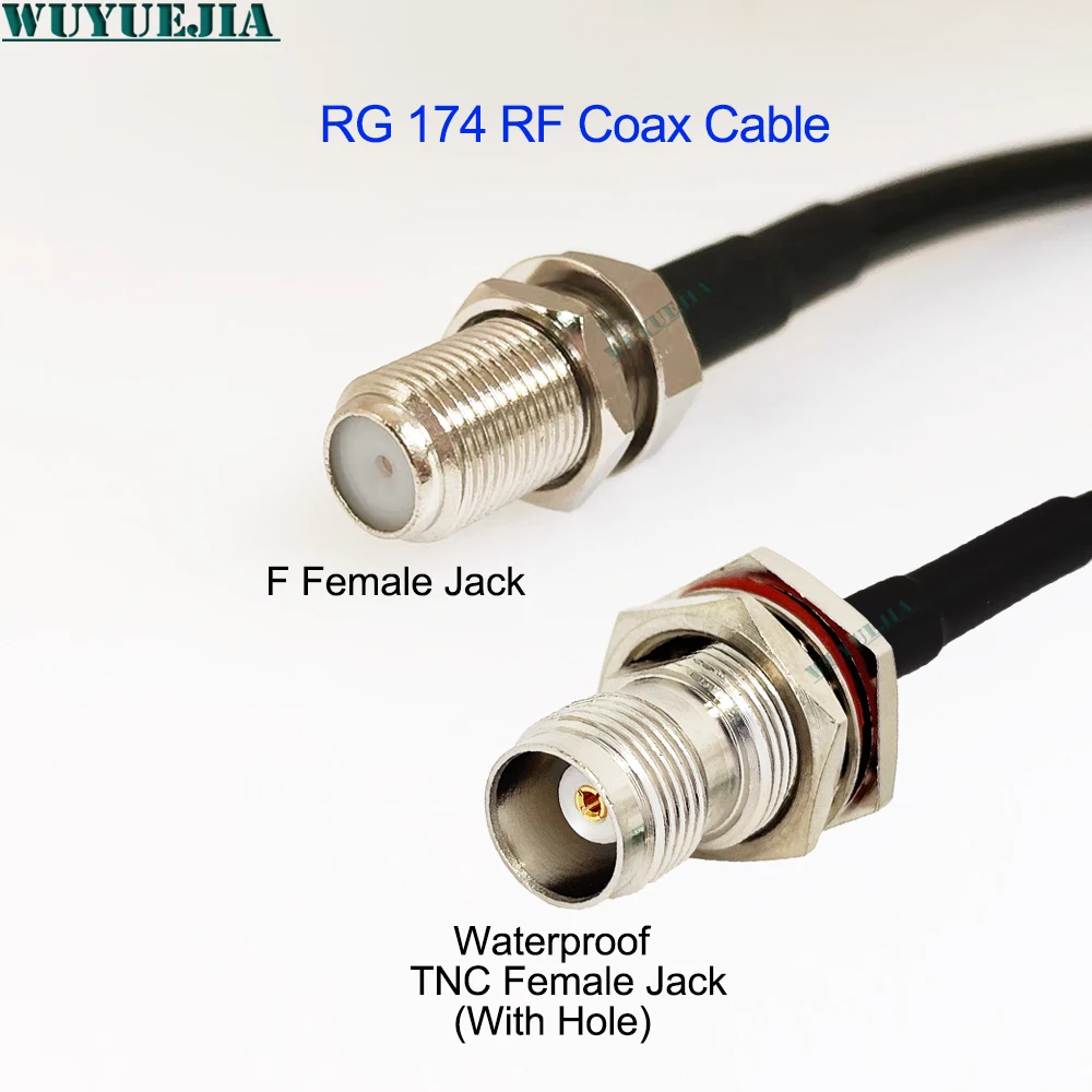 TNC Female Jack Blukhead to F Male Plug Low Loss Connector RG-174 Coaxial Cable Assembly For Cellular & Wireless Communications
