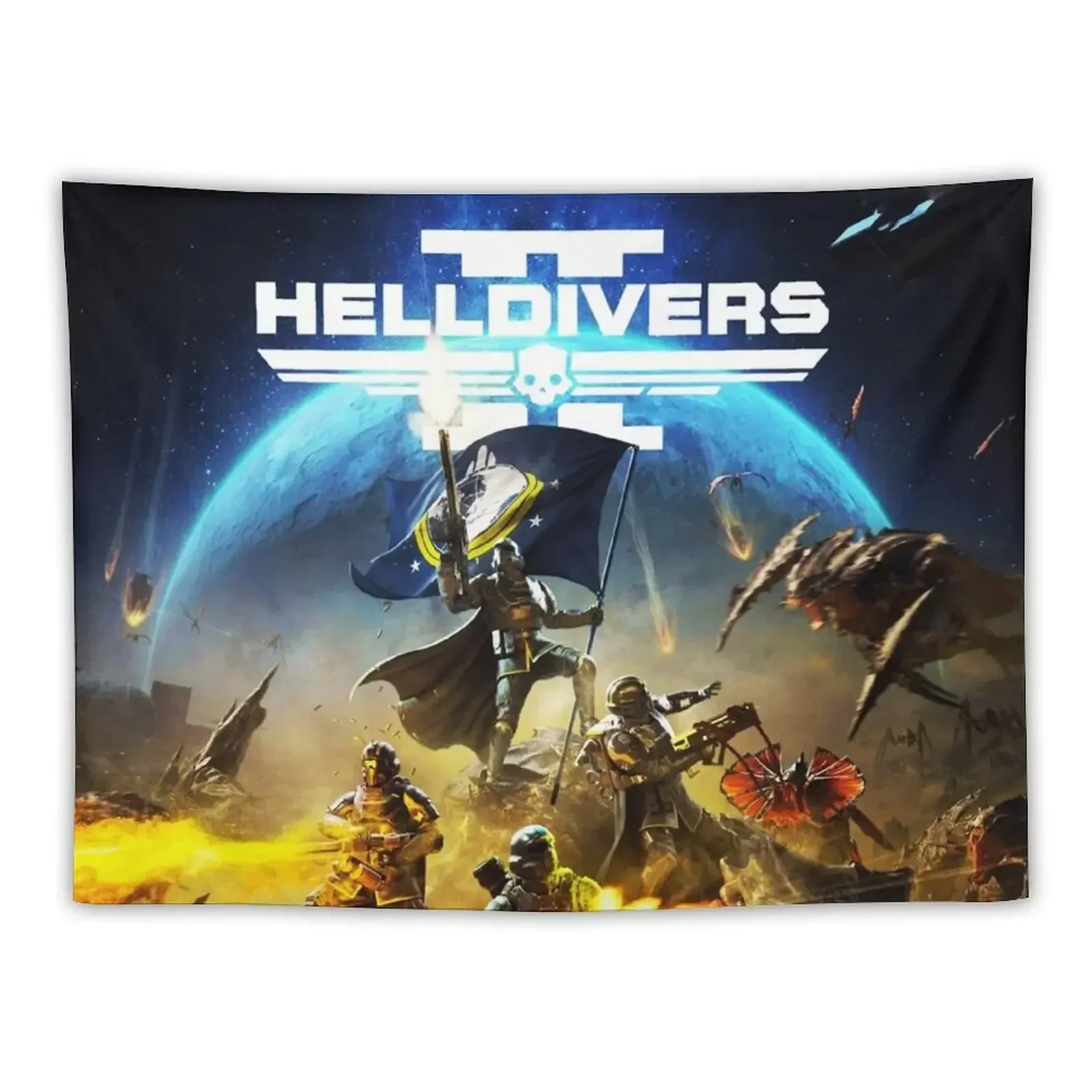 helldivers 2 video game, helldivers BOOOOOM Tapestry Outdoor Decoration Room Design Wallpaper Japanese Room Decor Tapestry