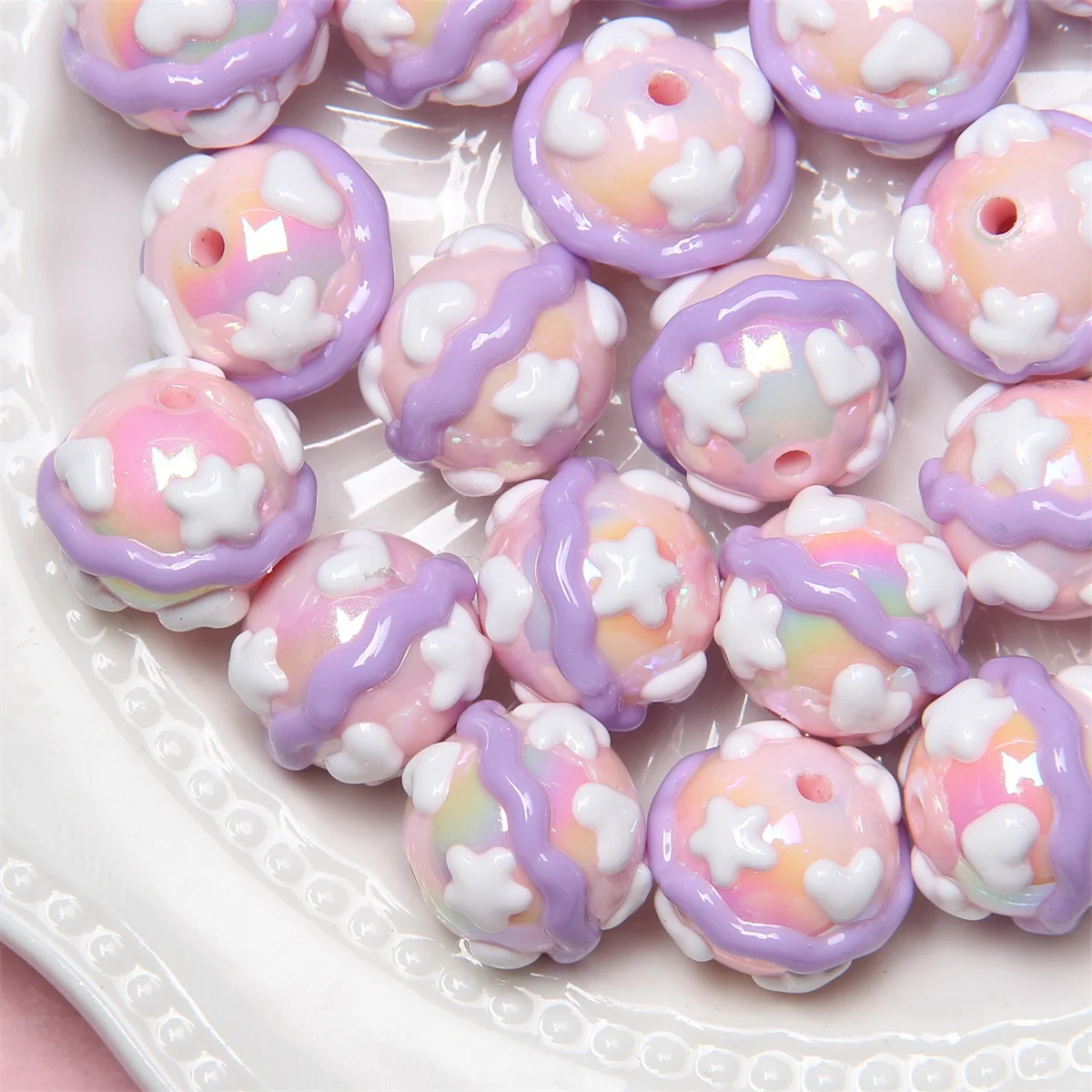 CH42 3pcs Cute Cartoon Acrylic Hand Beads DIY Bracelet Mobile Phone Chain Clothing Hanging Accessories Wholesale Beads