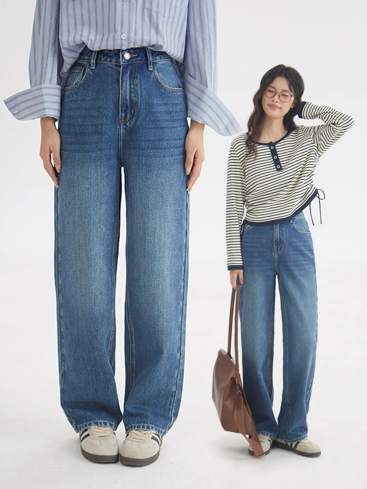 

Узкие прямые джинсы, женские универсальные джинсы с высокой талией, удлиняющие брюки длиной до пола, весна-осень S82