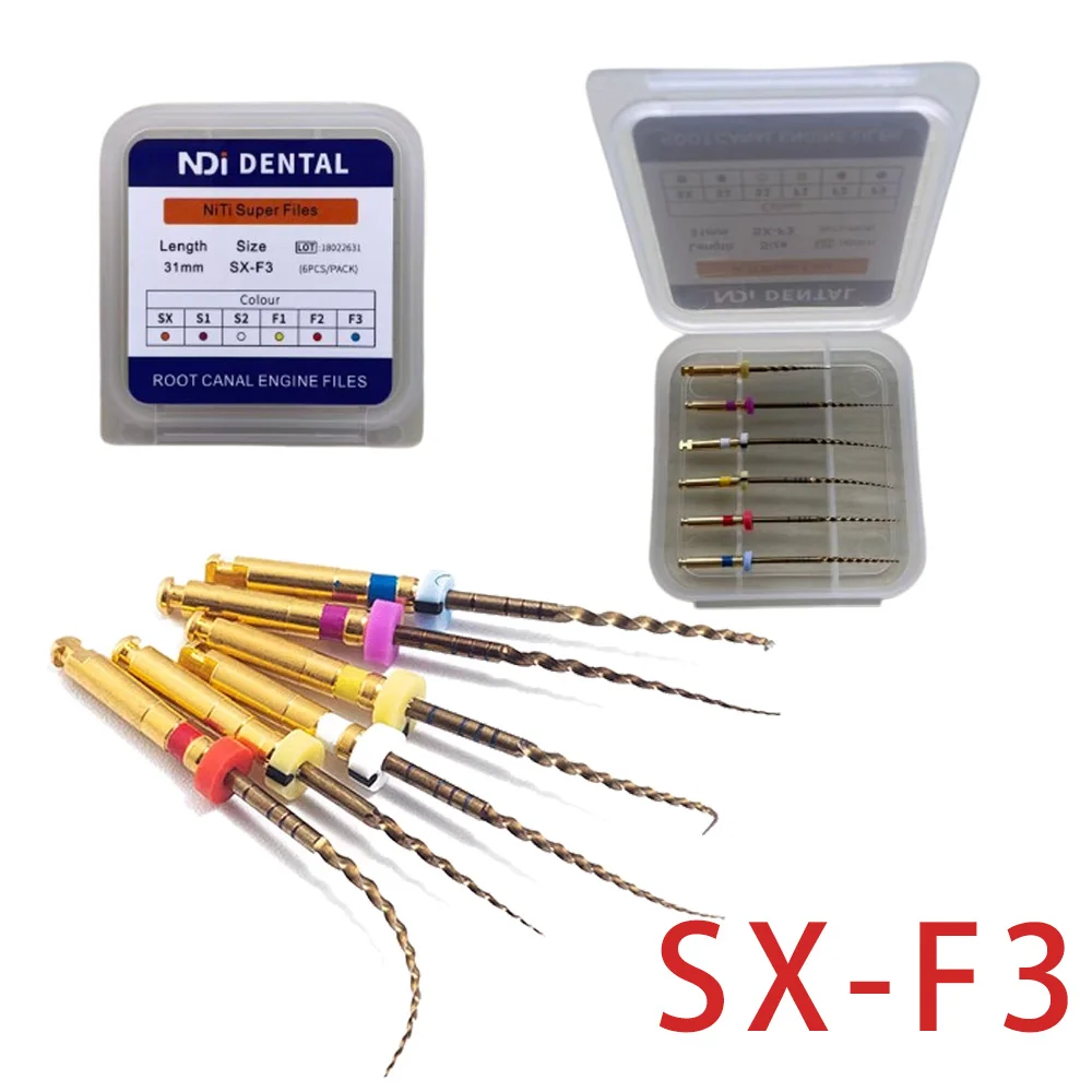 10 Packs NDI Dental Heat Activated Root Canal Files Endodontic Engine Use File NiTi Rotary 25mm SX-F3 Dentistry Lab Tools