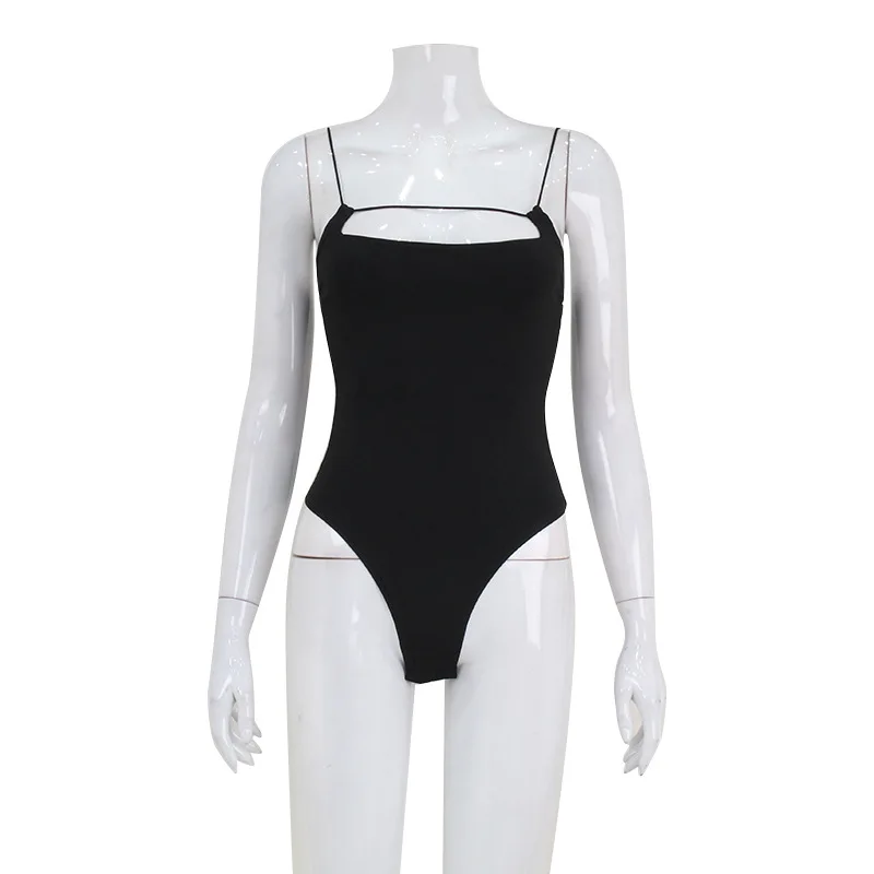 2025 new European and American casual style summer new fashionable sexy suspender Spice Girl onesie solid color versatile bottom