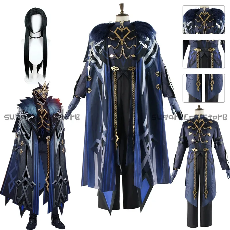 Игра Genshin Impact Капитан Косплей Костюм Il Capitano Плащ Униформа Парик Одиннадцать Fatui Harbingers Natlan Halloween Partyx; 8'