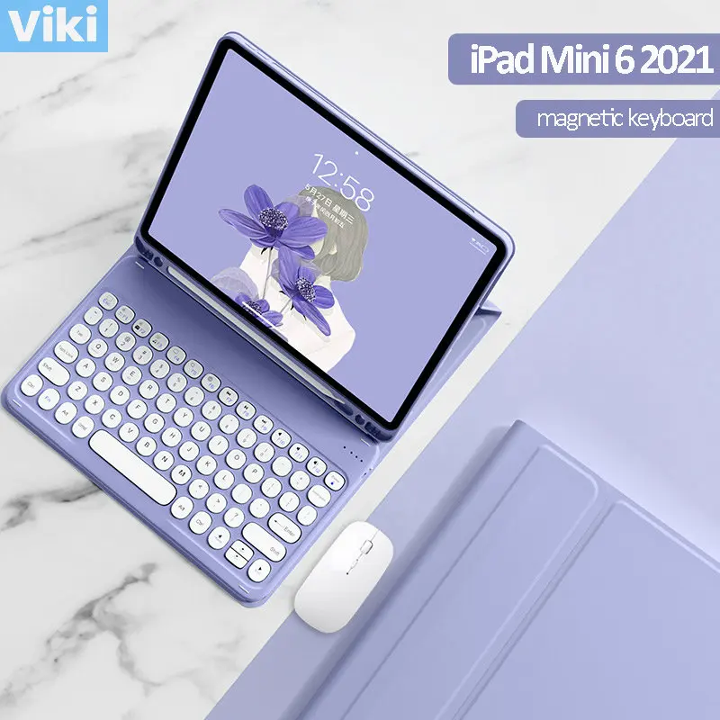 

Для IPad Mini 6 2021 8,3 дюймов чехол с клавиатурой Магнитный чехол для IPad Mini 4 5 складной умный кожаный чехол Беспроводная Клавиатура