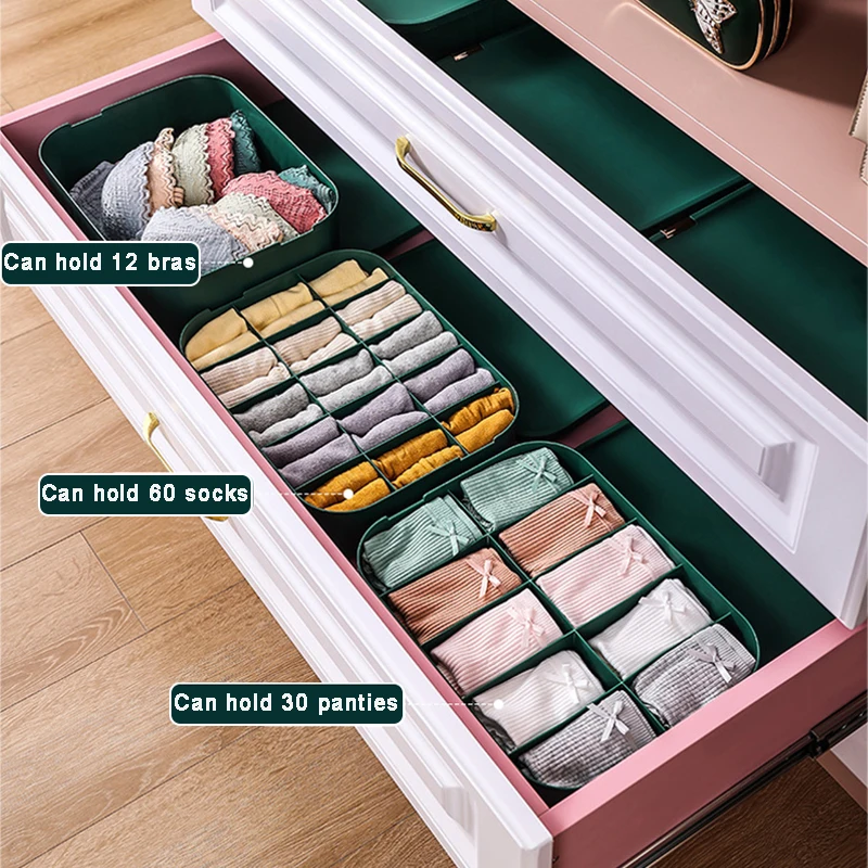 Underwear Storage Box Closet Organizer Underwear Socks Bras Organizer Drawer Clothes Finishing Box With Lid Wardrobe Organizer