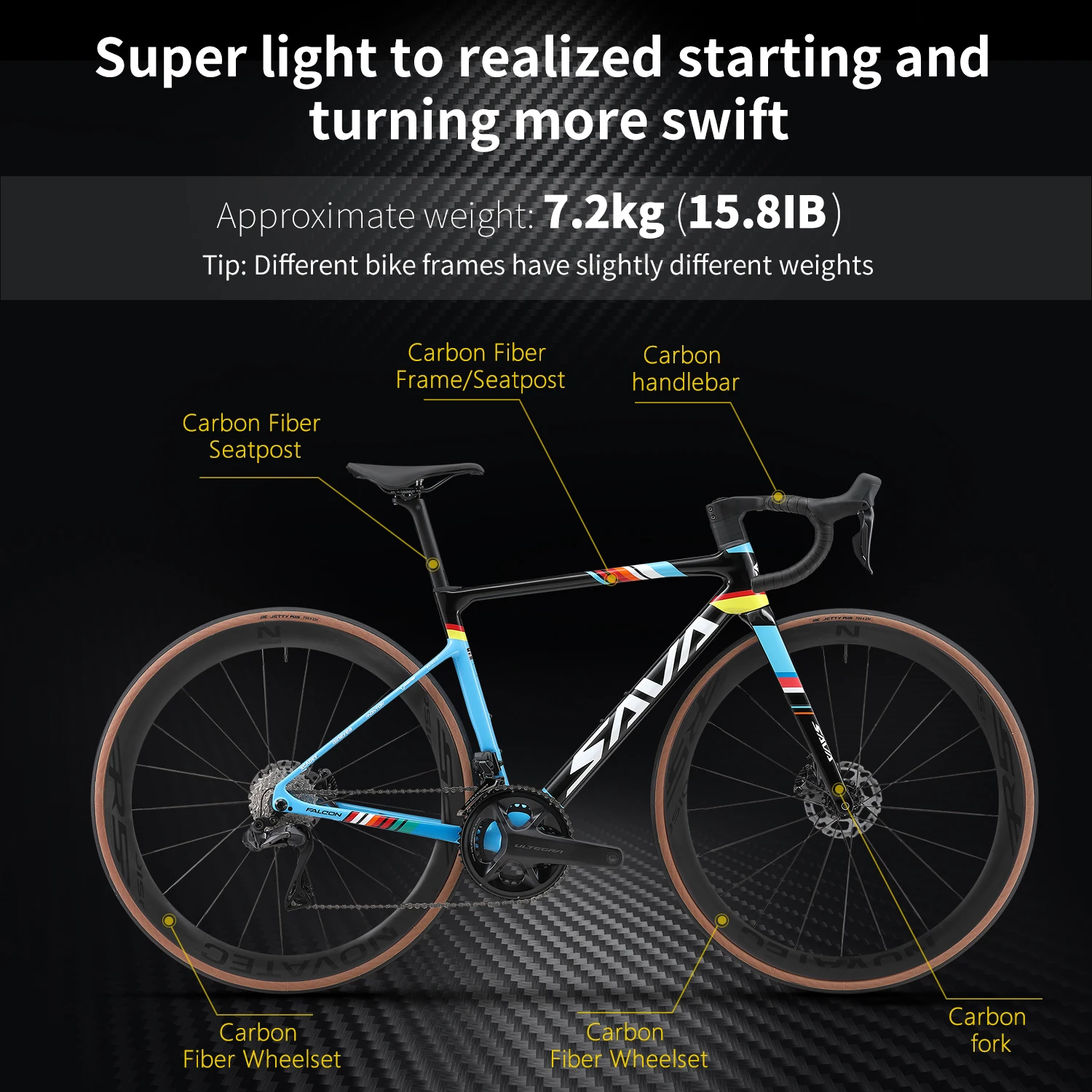 SAVA Premium Full Carbon Fiber Electronic Shift Road Bike 24 Speed Road Bike Race Bike 7.2kg with SHIMAN0 ULTEGRA 8170 Di2