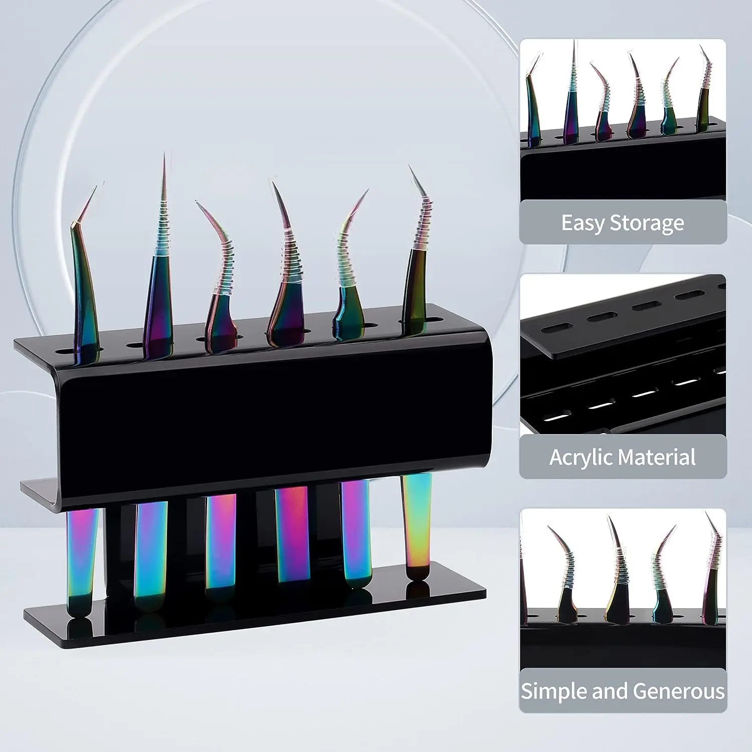 Eyelash Tweezers Storage Holder 6 Holes Rack Portable Tweezers Organizer Shelf Eyelash Extension Makeup Tool Acrylic Stand