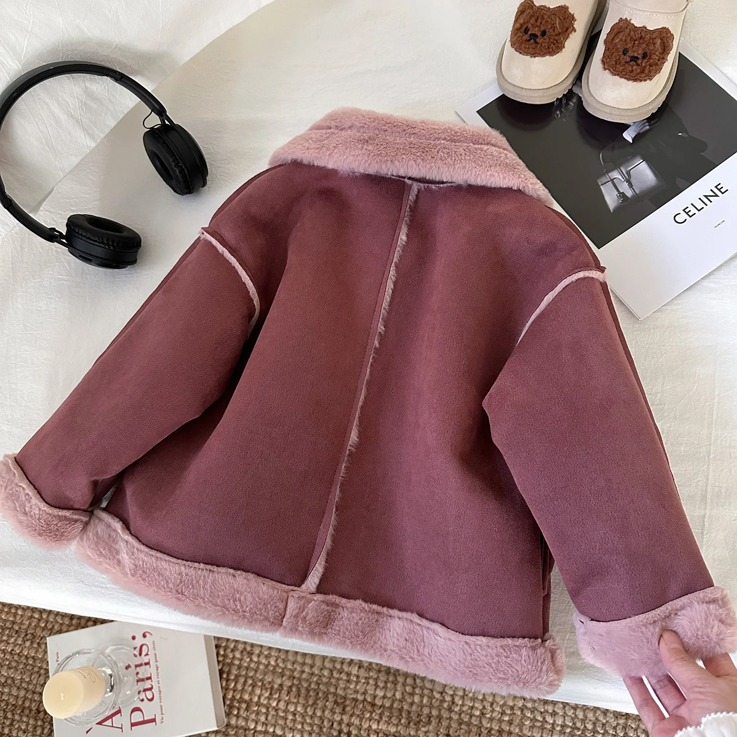 Kindermäntel Wintermantel für Kinder Fleece und Verdickter Thermomantel Pelz Einteiliger Fleece-Mantel Winterkleidung für Jungen Mädchen – Detail 8