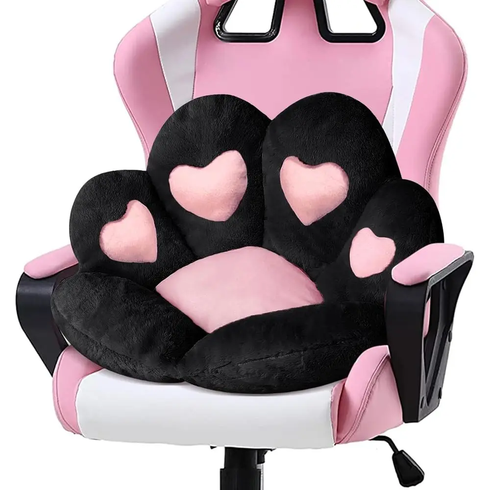 Kawaii Heart-Shaped Cat Paw Chair Cushion, 31.4x27.5 inches, Comfortable Seat Pad for Lazy Sofa or Gaming Chairs, Room Decor, Bl
