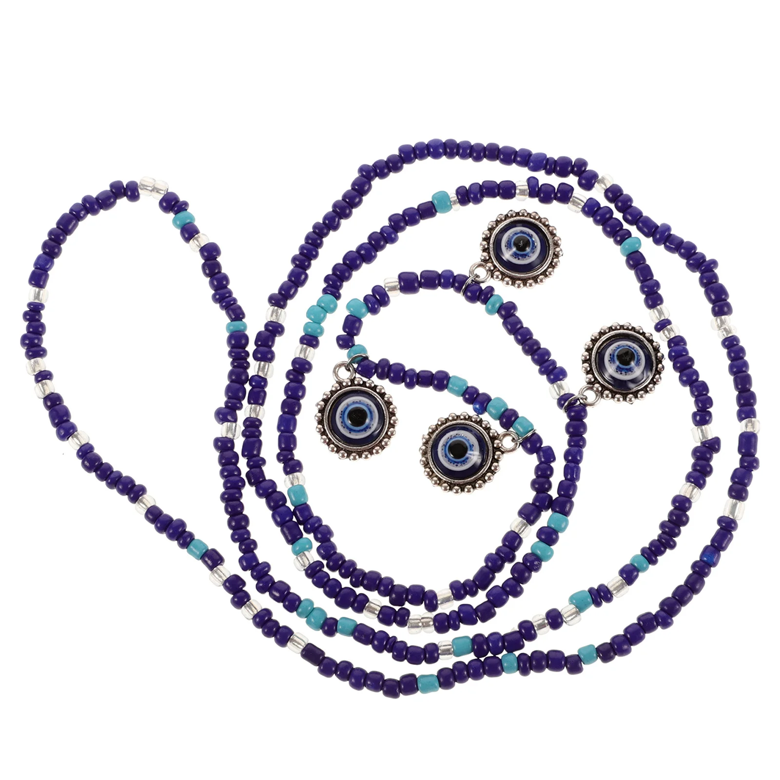 ブルーアイビーズウエストチェーン ミニマリスト 邪視除けボディチェーン 女性用 スタイリッシュウエストビーズ ベリーチェーン 保護ボディジュエリー