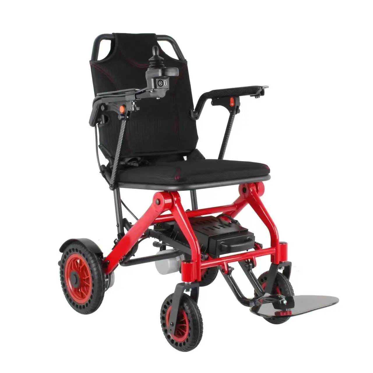 

10 Inch Carbon Fiber Foldable Electric Power Wheelchair With PU Rear Wheel Lightweight Portable Rehabilitation Equipment