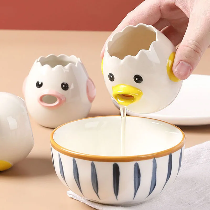 Egg White Separator Cartoon Shaped Ceramic Egg Yolk Separator Household Baking Tool Egg Liquid Filter