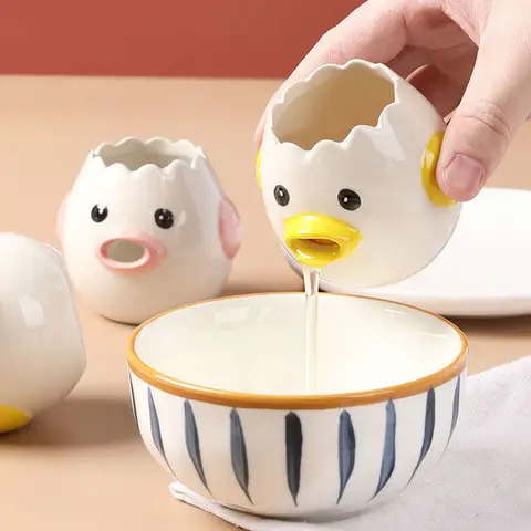 Egg White Separator Cartoon Shaped Ceramic Egg Yolk Separator Household Baking Tool Egg Liquid Filter