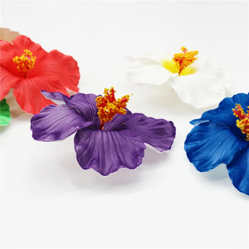 BIT.FLY 10PCS  Hawaii party Hibiscus flowers Summer party DIY decorations Artificial PE hibiscus flower Hula girls headwear