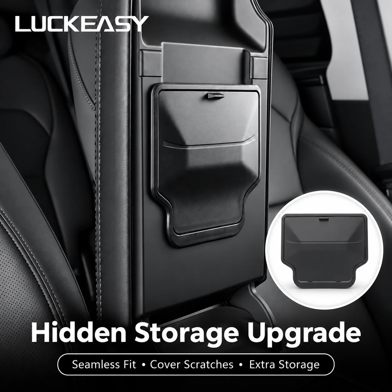 LUCKEASY Hidden Armrest Storage Box for Tesla Model 3 Highland Model Y Juniper 2025 2026 Center Console Organizer Accessory