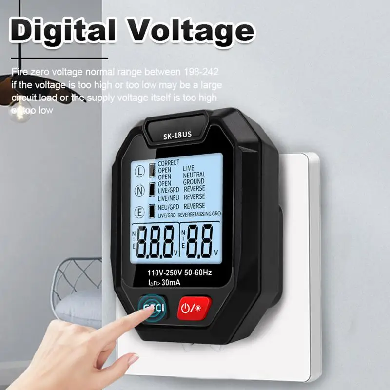 Receptacle Tester Plug In Outlet Receptacle Tester Outlet Tester With LCD Display Detects Common Home And Wiring Problems