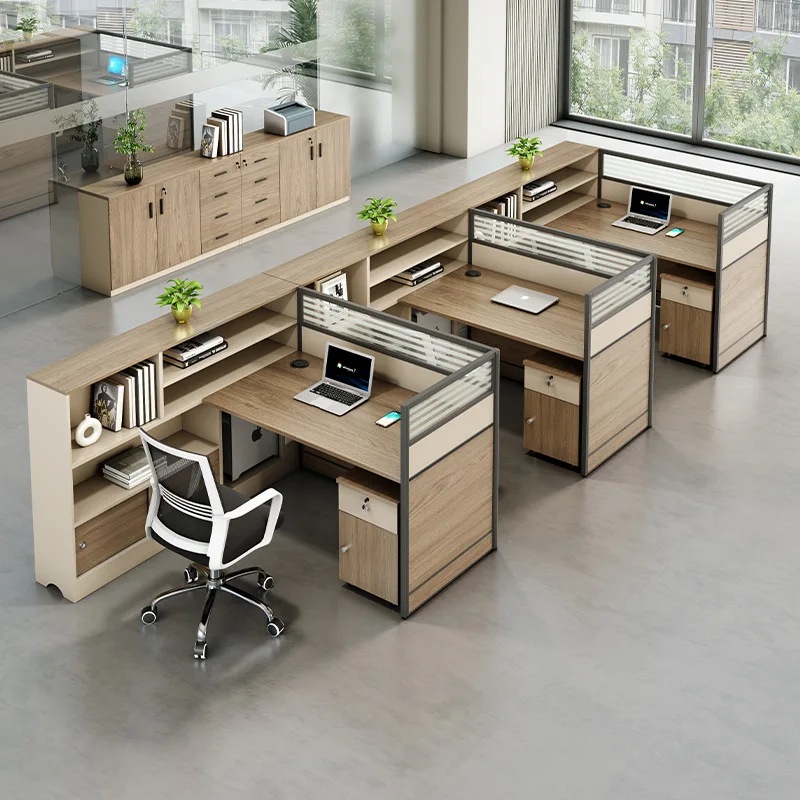 Staff Desk Simple Modern Single 2/4 Seat Office Financial Screen Office and Chair Combination