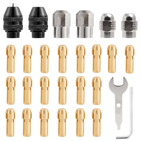 28Pcs Drill Chuck Collet Set for Dremel, 1/32" to 1/8" Replacement 4486 Drill Keyless Bit Chuck Shank Rotary Tool Quick Change