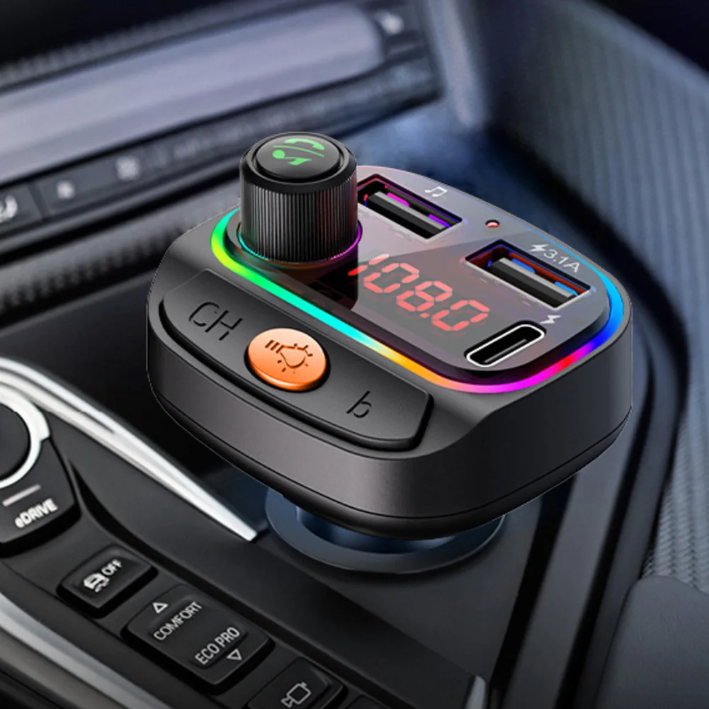 

C666666666666666ar MP3yer Handsfree Bluetooth 5.3 FM-передатчик Радиоадаптер USB Автомобильное зарядное устройство Пульт дистанционного управления Carctronics