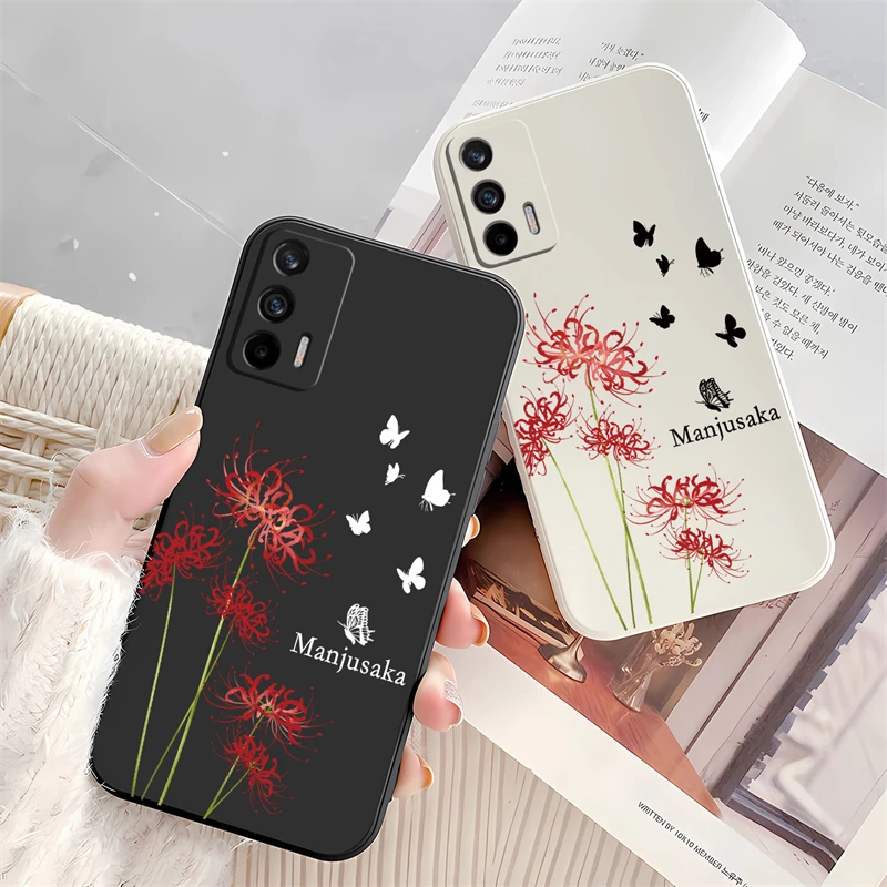 Realme X50 Pro GT Neo 2T Flower Pattern Case For OPPO Realme Narzo 60 Pro 30 20A 50A 50i Prime 20 30A 50 Liquid Matte Cover