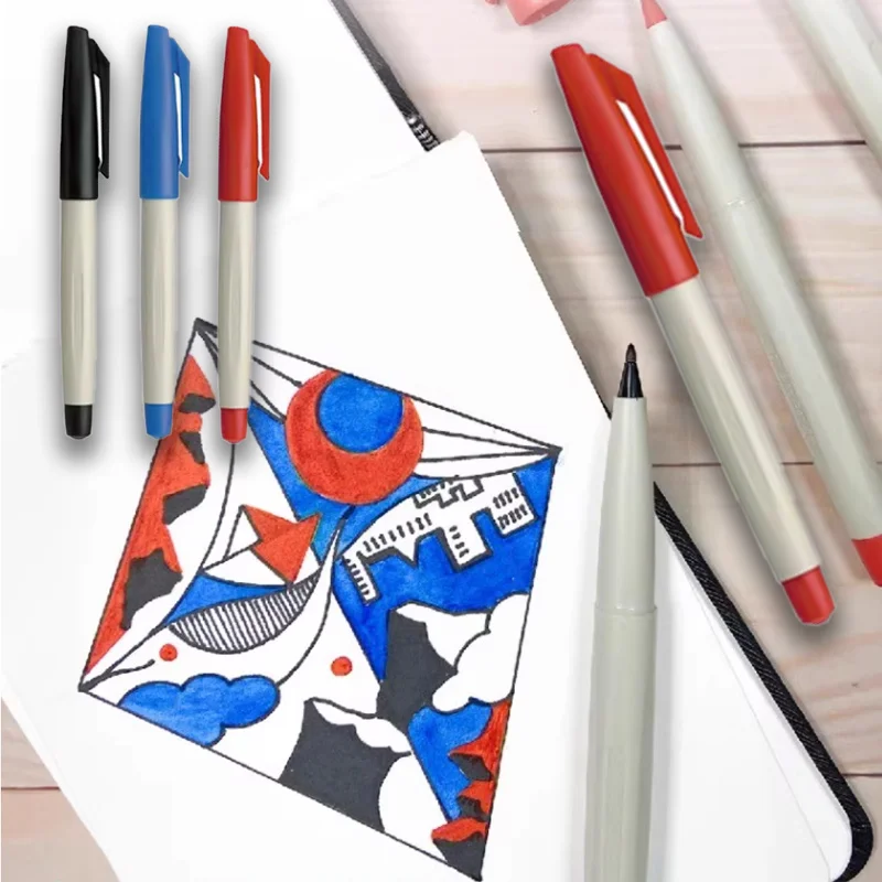 

6/12pcs Signature Pen Water-based Hook Pen Can Added Ink Not Easily Broken Ink for Student Notes Work Signature Marking Painting
