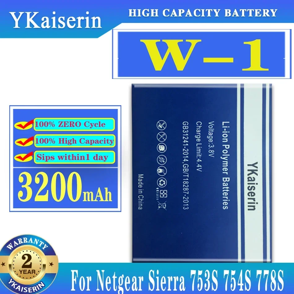 YKaiserin 3200mAh Replacement Battery W-1 For Netgear Sierra 753S 754S 778S High Capacity Batteryia + Track NO.