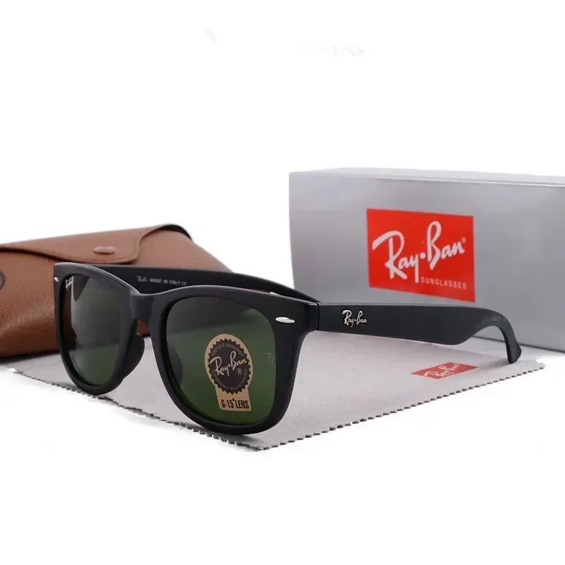 Rayban Glass Lenses 2140 Wayfarer Sunglasses Unisex Square Vintage Sun Glasses Matte Black Frame in box